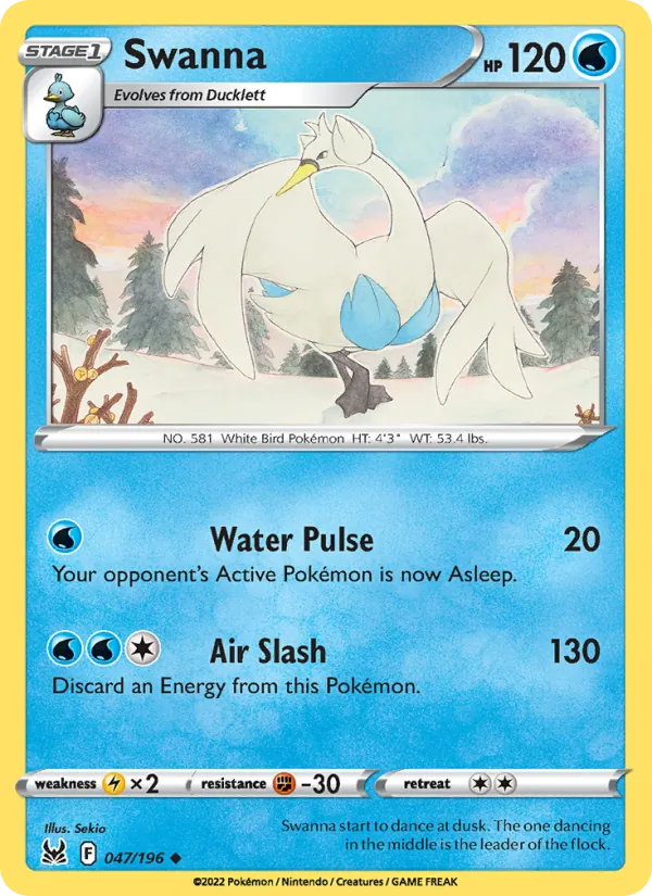 Swanna - Lost Origin Pokemon Card