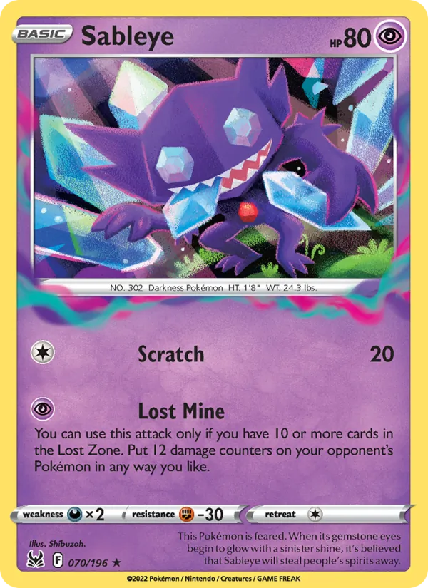 Sableye - Lost Origin Pokemon Card