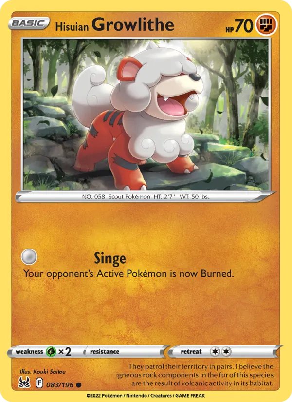 Hisuian Growlithe - Lost Origin Pokemon Card