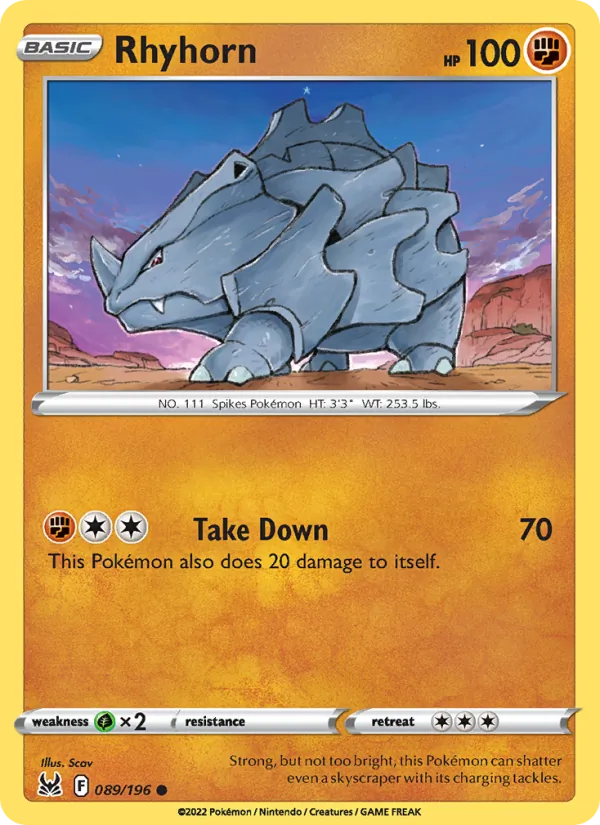 Rhyhorn - Lost Origin Pokemon Card