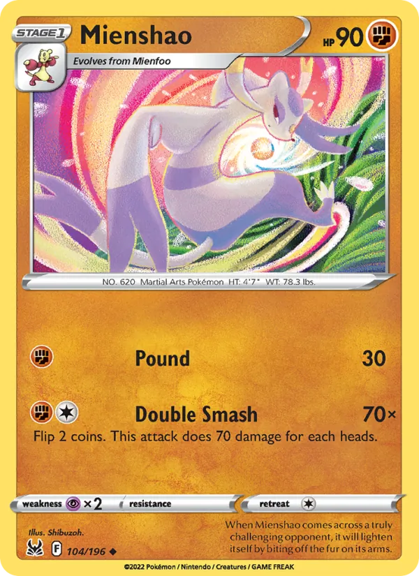 Mienshao - Lost Origin Pokemon Card
