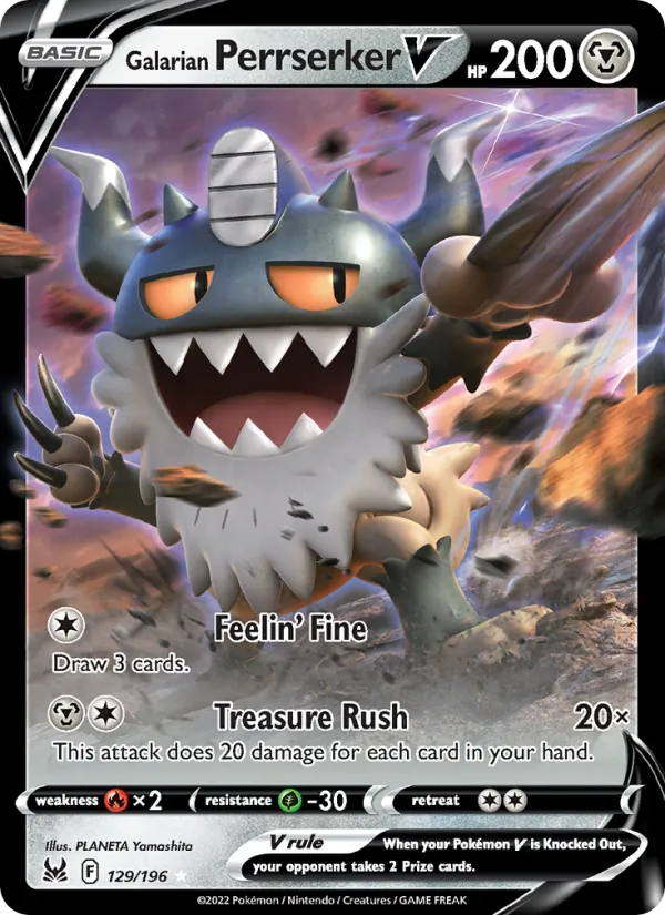 Galarian Perrserker V - Lost Origin Pokemon Card