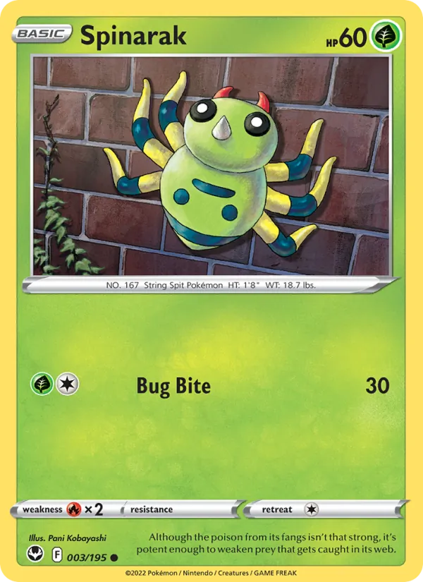 Spinarak - Silver Tempest Pokemon Card