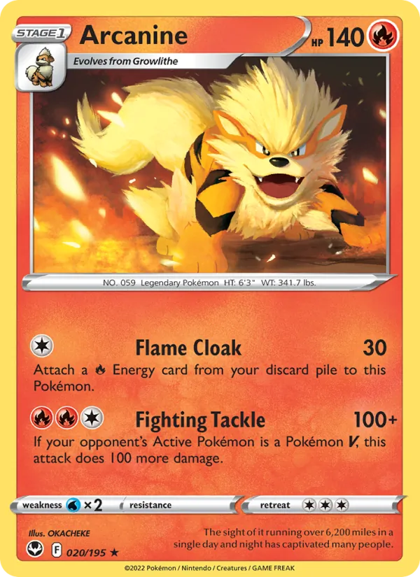 Arcanine - Silver Tempest Pokemon Card
