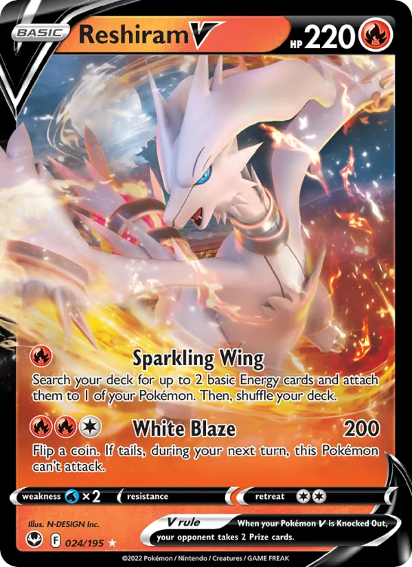Reshiram V - Silver Tempest Pokemon Card