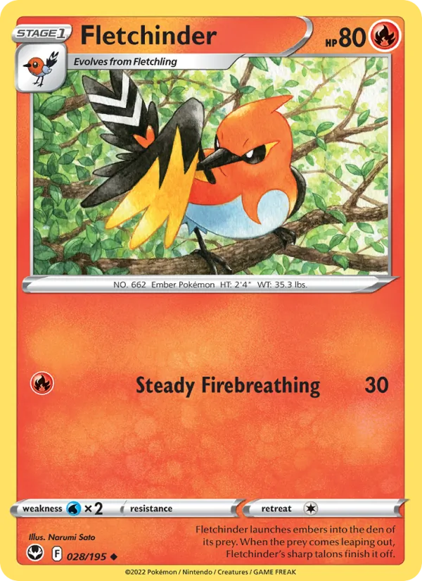 Fletchinder - Silver Tempest Pokemon Card