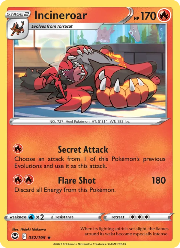 Incineroar - Silver Tempest Pokemon Card