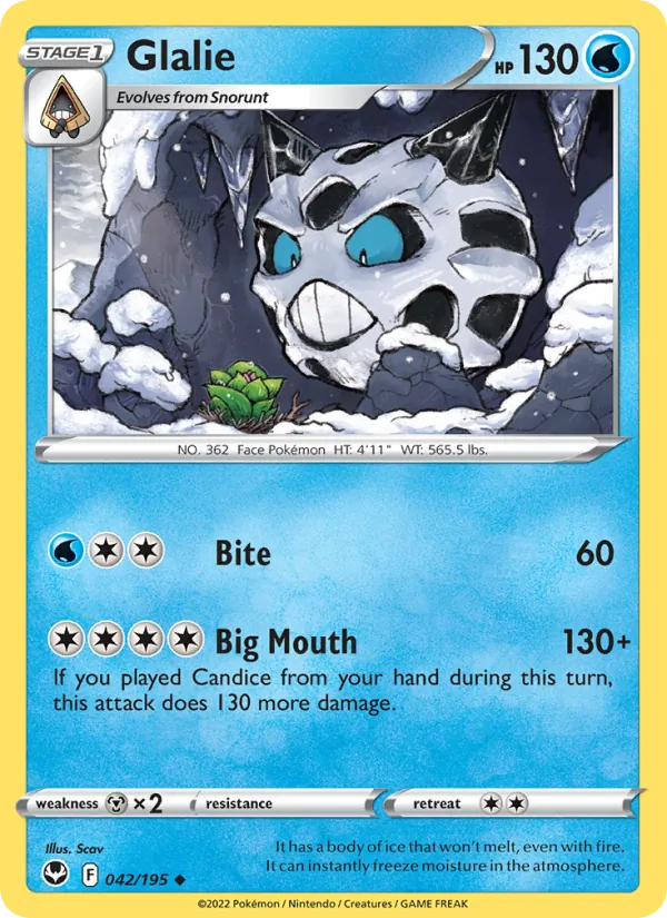 Glalie - Silver Tempest Pokemon Card