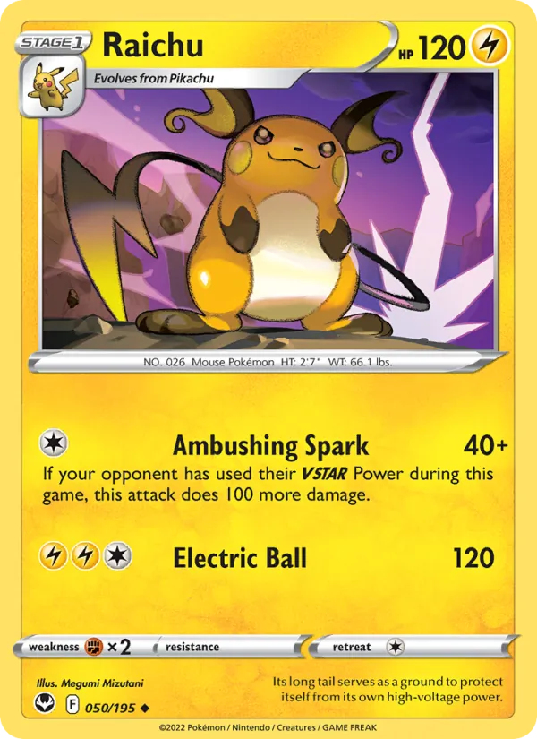 Raichu - Silver Tempest Pokemon Card