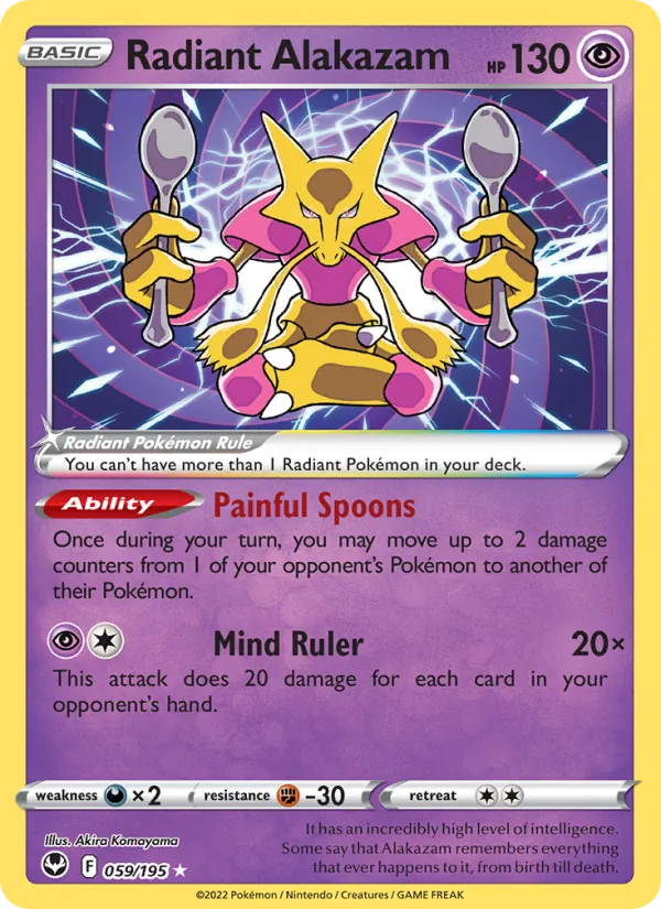Radiant Alakazam - Silver Tempest Pokemon Card