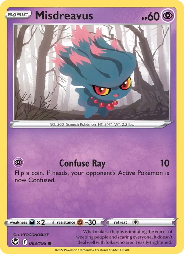 Misdreavus - Silver Tempest Pokemon Card