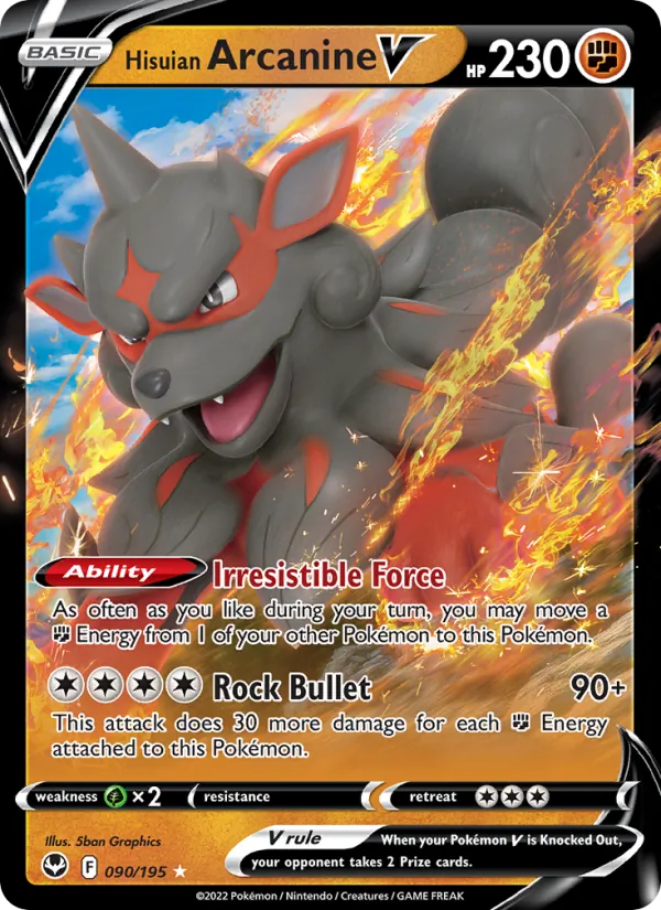 Hisuian Arcanine V - Silver Tempest Pokemon Card
