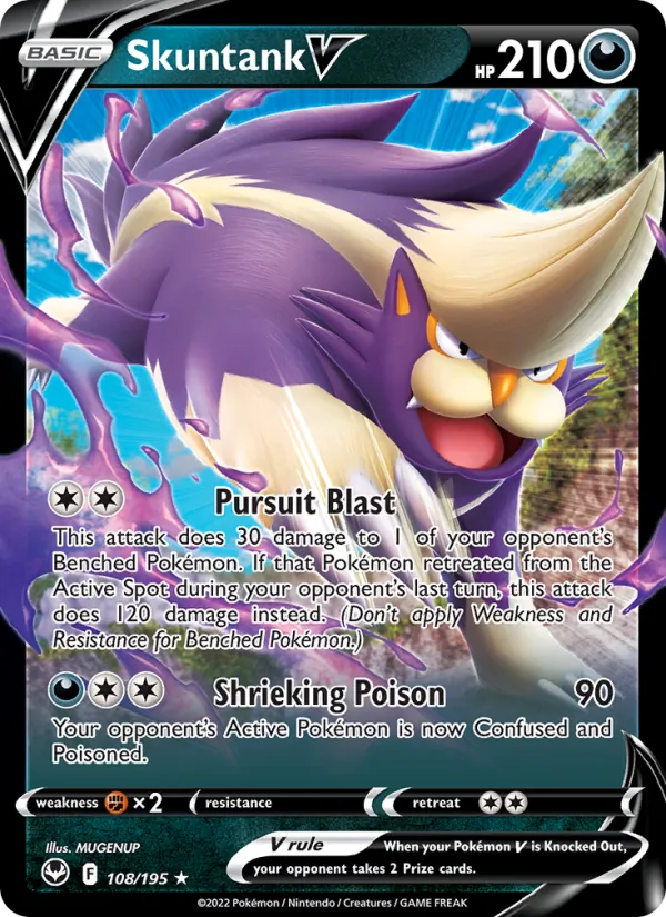 Skuntank V - Silver Tempest Pokemon Card