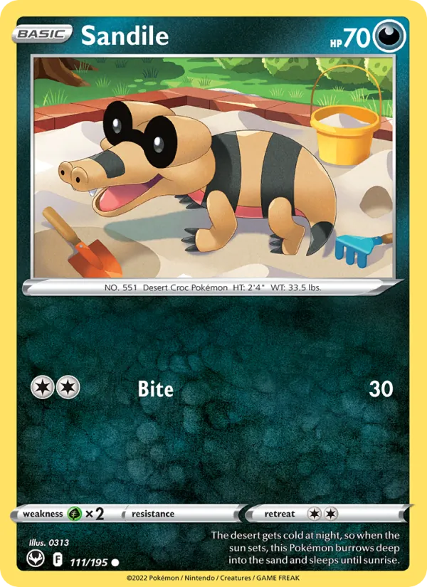 Sandile - Silver Tempest Pokemon Card