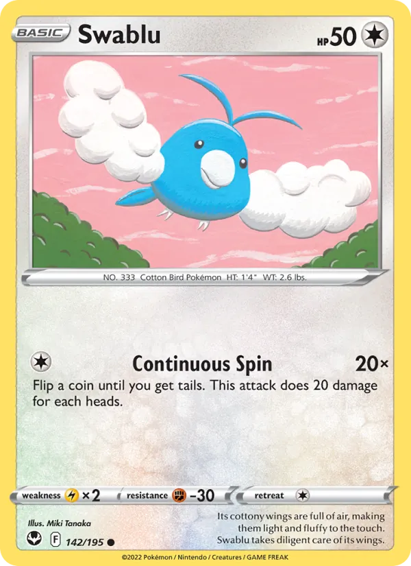 Swablu - Silver Tempest Pokemon Card