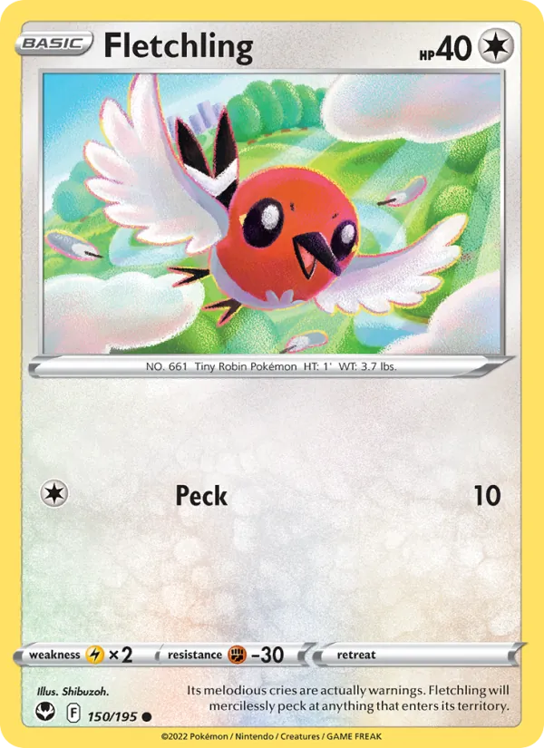 Fletchling - Silver Tempest Pokemon Card