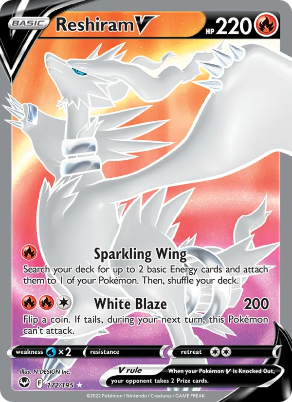 Reshiram V - Silver Tempest Pokemon Card