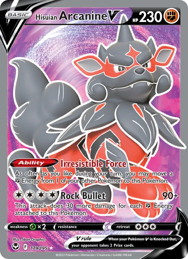 Hisuian Arcanine V - Silver Tempest Pokemon Card