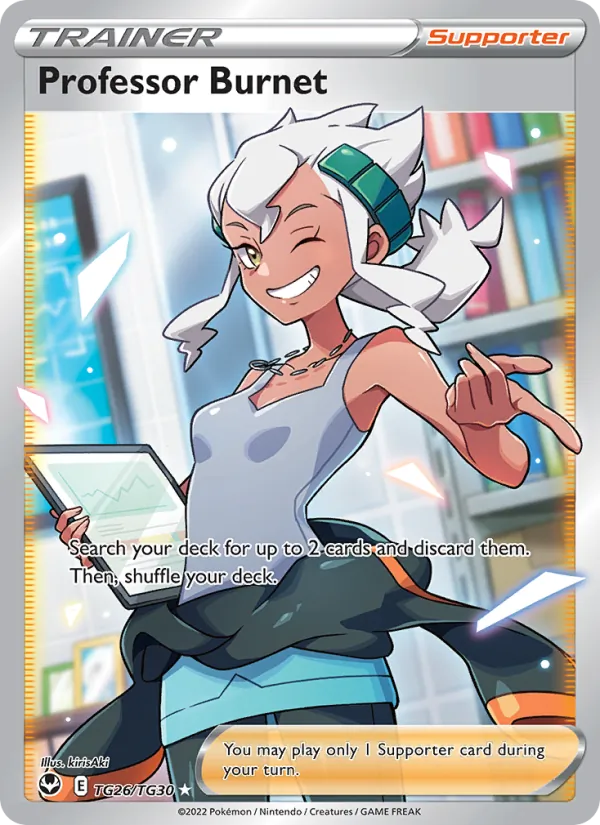 Professor Burnet - Silver Tempest Pokemon Card