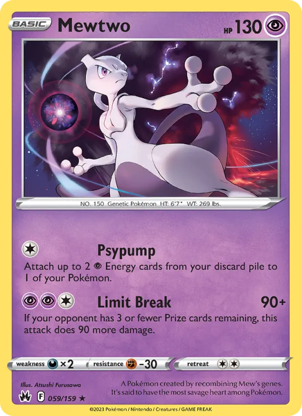 Mewtwo - Crown Zenith Pokemon Card