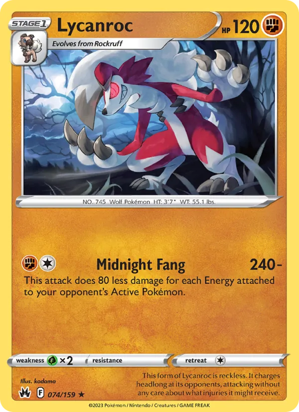 Lycanroc - Crown Zenith Pokemon Card