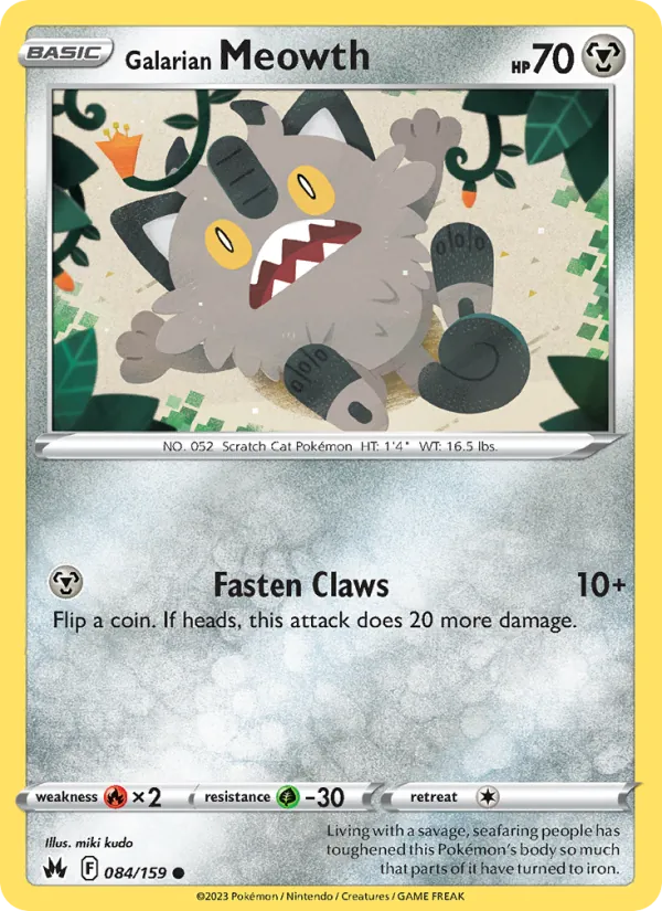 Galarian Meowth - Crown Zenith Pokemon Card