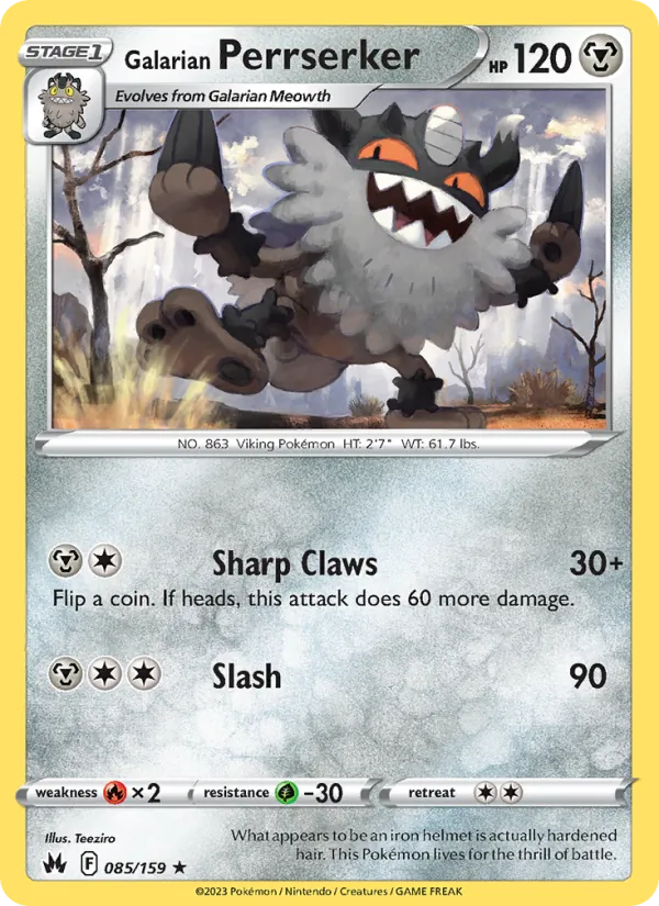 Galarian Perrserker - Crown Zenith Pokemon Card
