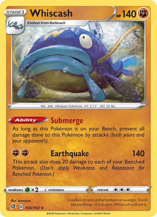 Whiscash - Rebel Clash Pokemon Card