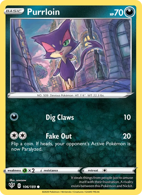 Purrloin - Darkness Ablaze Pokemon Card