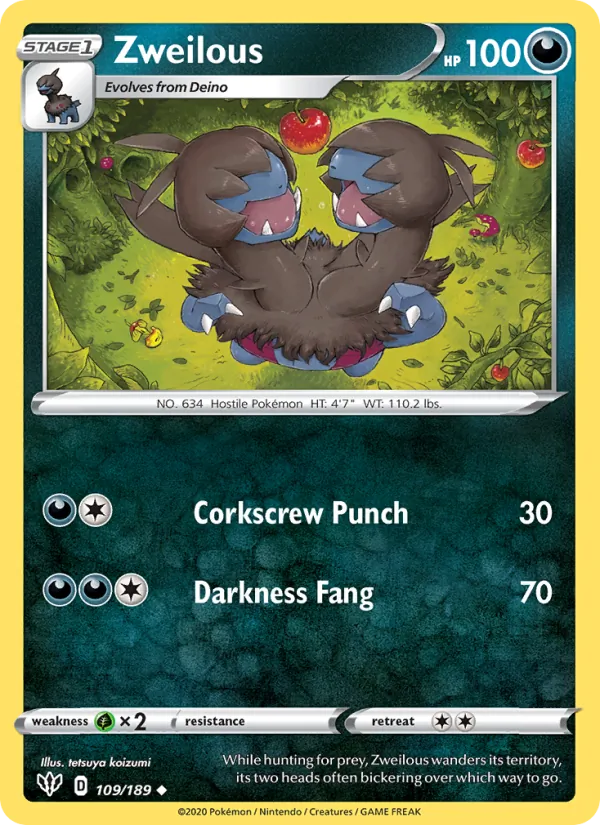 Zweilous - Darkness Ablaze Pokemon Card
