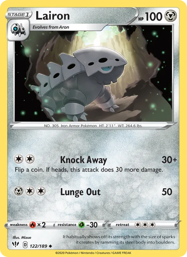Lairon - Darkness Ablaze Pokemon Card