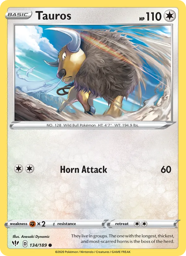 Tauros - Darkness Ablaze Pokemon Card