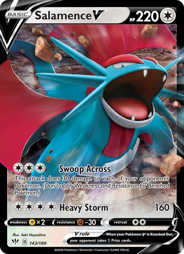 Salamence V - Darkness Ablaze Pokemon Card