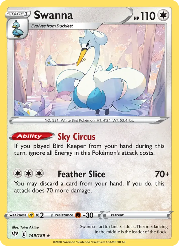 Swanna - Darkness Ablaze Pokemon Card