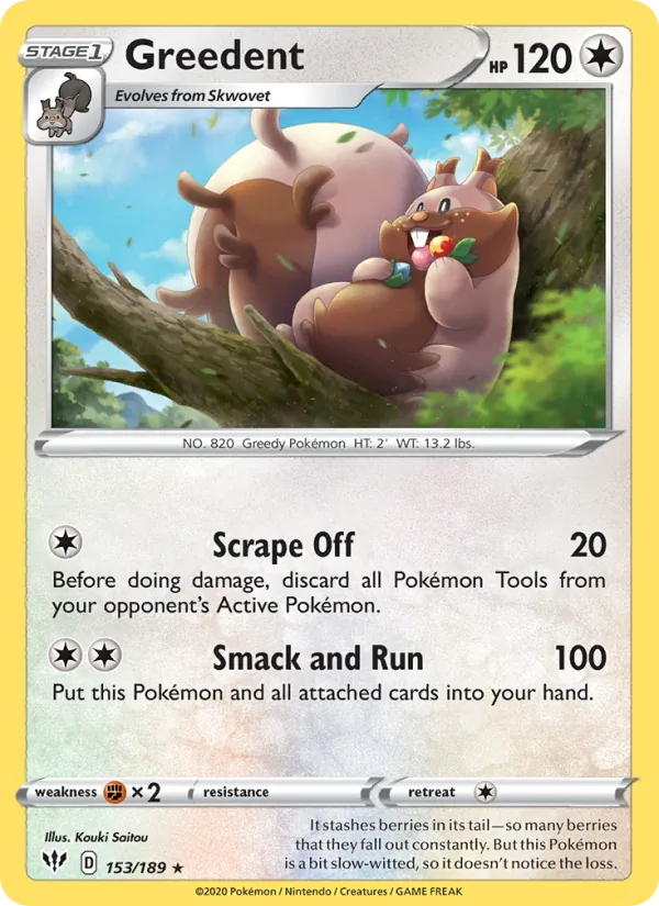 Greedent - Darkness Ablaze Pokemon Card