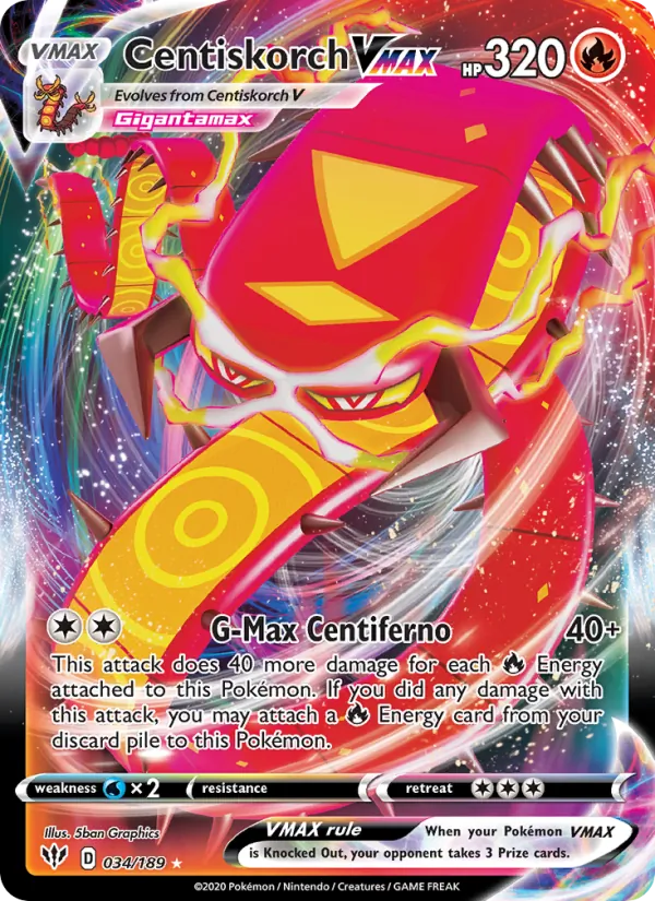 Centiskorch VMAX - Darkness Ablaze Pokemon Card