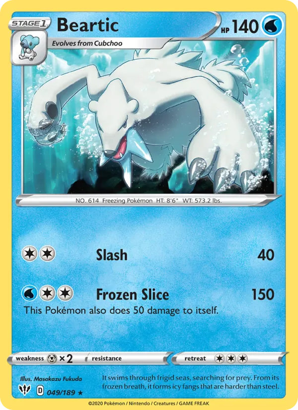 Beartic - Darkness Ablaze Pokemon Card