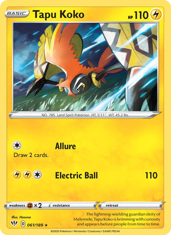 Tapu Koko - Darkness Ablaze Pokemon Card