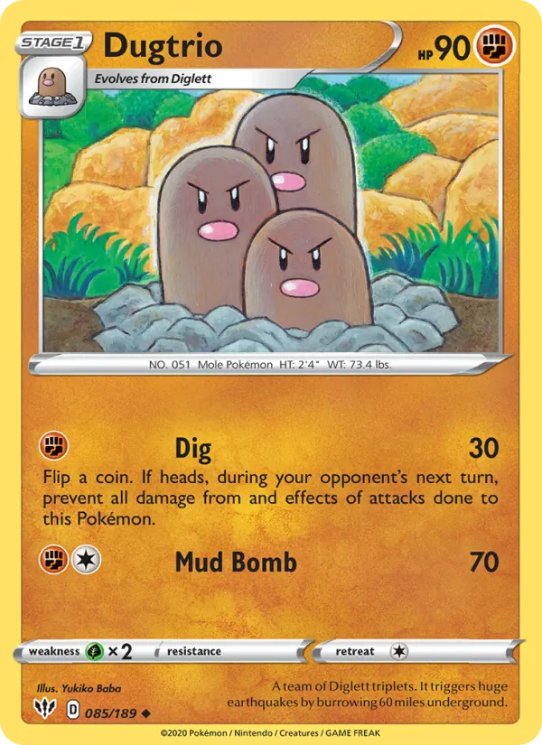 Dugtrio - Darkness Ablaze Pokemon Card