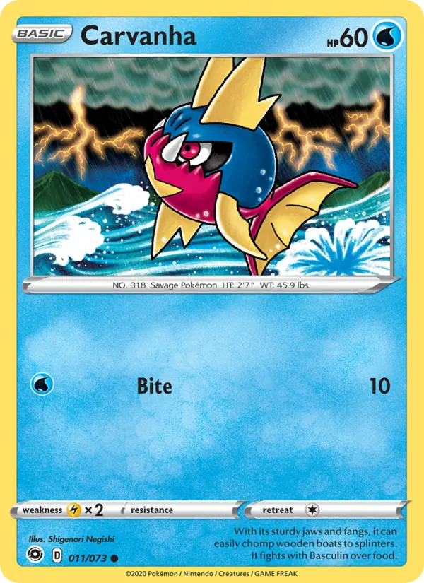 Carvanha - Champion's Path Pokemon Card