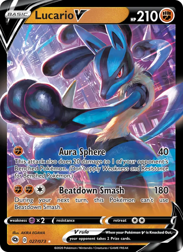 Lucario V - Champion's Path Pokemon Card