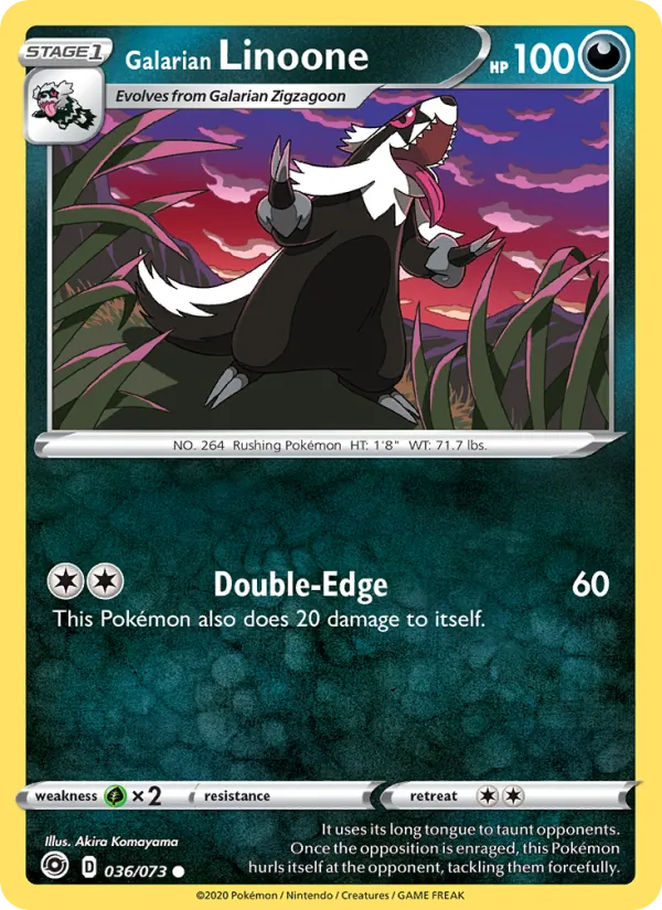 Galarian Linoone - Champion's Path Pokemon Card
