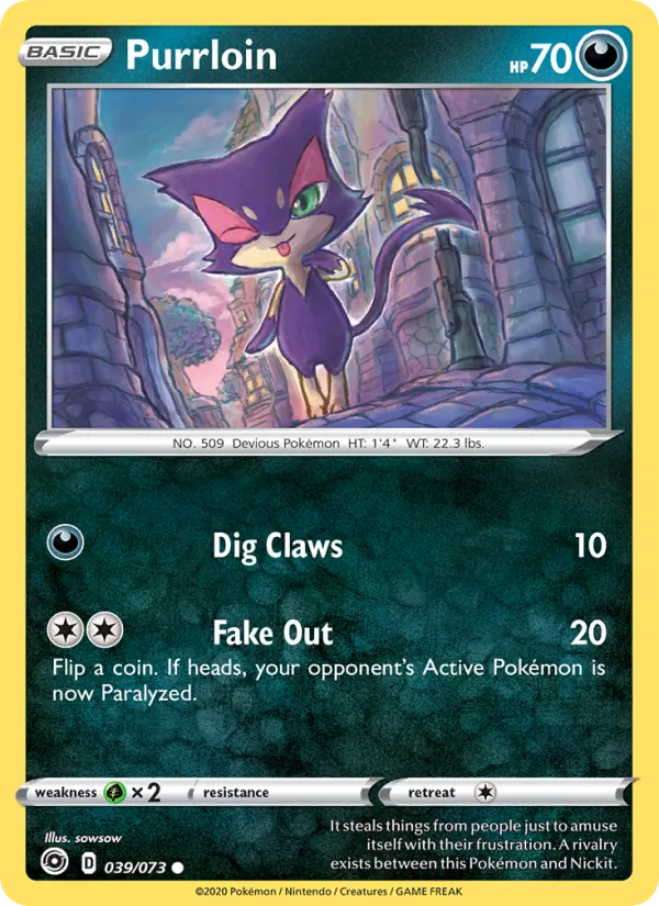 Purrloin - Champion's Path Pokemon Card