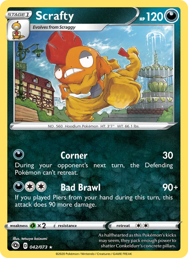 Scrafty - Champion's Path Pokemon Card