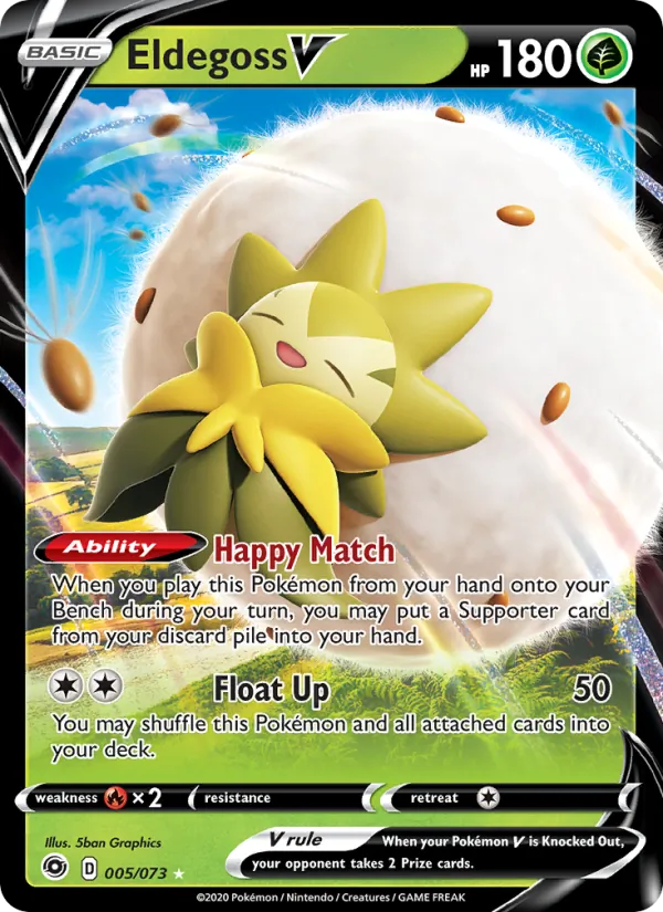 Eldegoss V - Champion's Path Pokemon Card