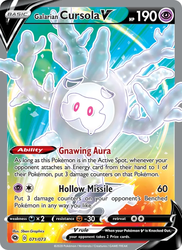 Galarian Cursola V - Champion's Path Pokemon Card
