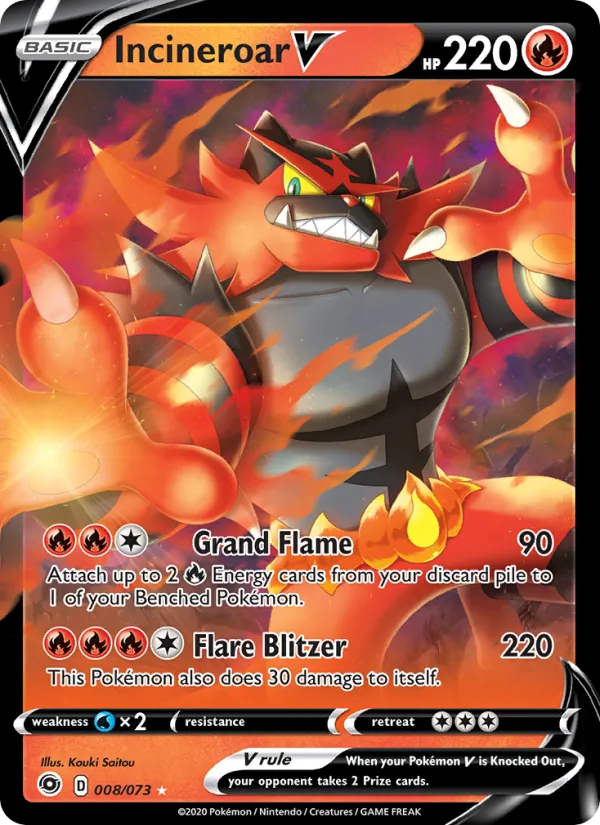 Incineroar V - Champion's Path Pokemon Card