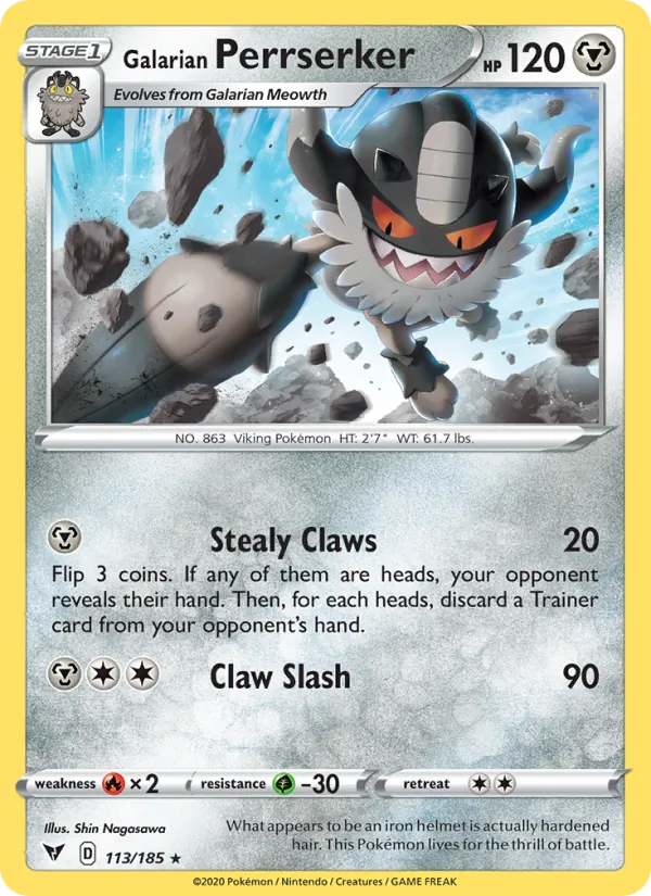 Galarian Perrserker - Vivid Voltage Pokemon Card