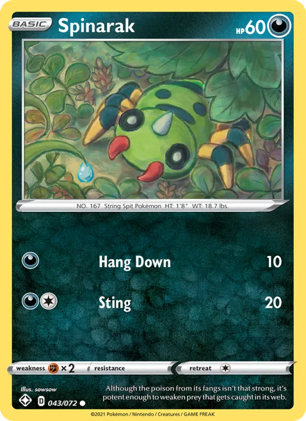 Spinarak - Shining Fates Pokemon Card