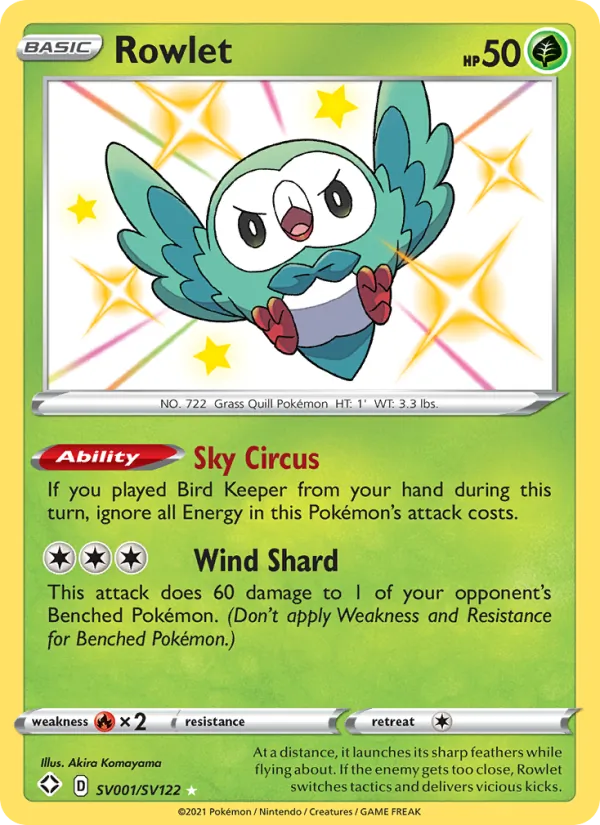 Rowlet - Shining Fates Pokemon Card